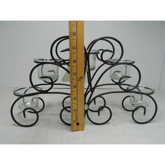 Home Elements Wire Candle Holder w/5 Glass Votives 13.25"LX 8"HX 3"W  Open Box - Picture 10 of 14